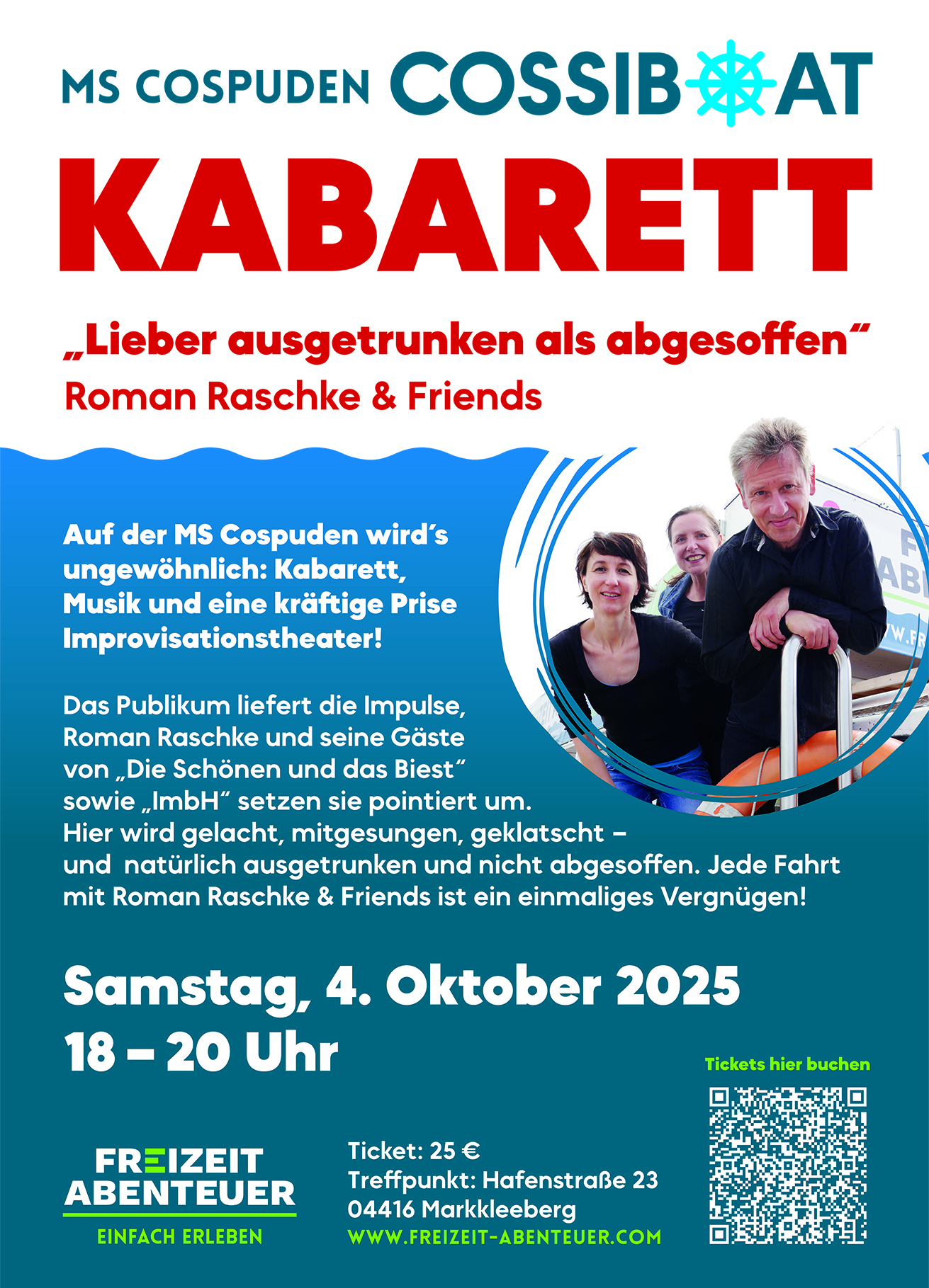 MSC_A5 Aufsteller hoch_Kabarett_10 2025.indd Rettungsübung MS Cospuden