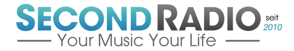 Logo with text: 'SECOND RADIO 2010 Your Music Your Life' in blue and gray.