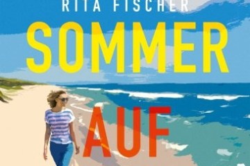 Book cover: Woman walking on a beach, text 'Dieser Sommer auf Sylt' by Rita Fischer.
